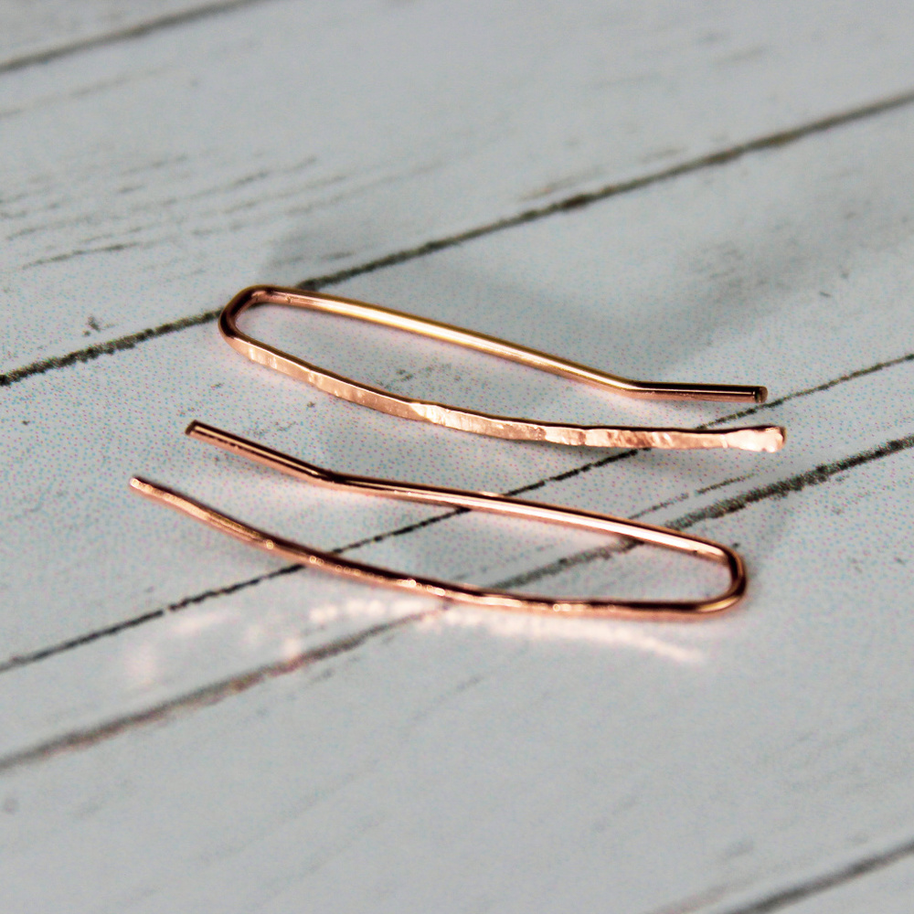 14K Rose Gold Filled Climber Crawler Earring Pins - Picture 2 of 7